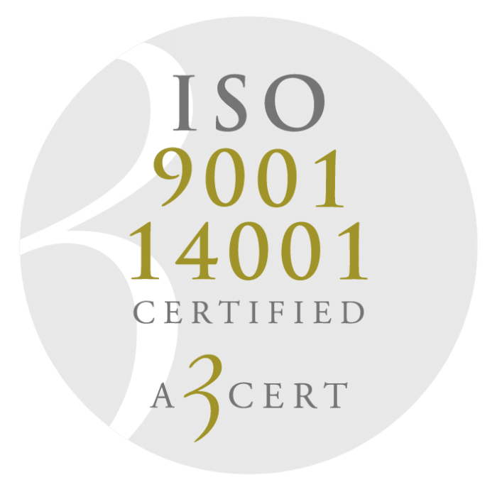 ISO 9001 och 14001 certifierad av A#CERT